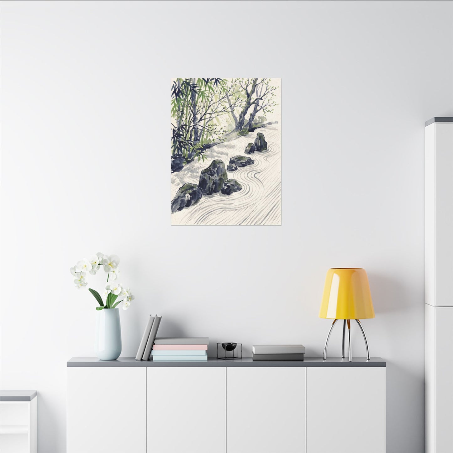 Dappled Rock Garden Canvas Art - Zen Mono No Aware
