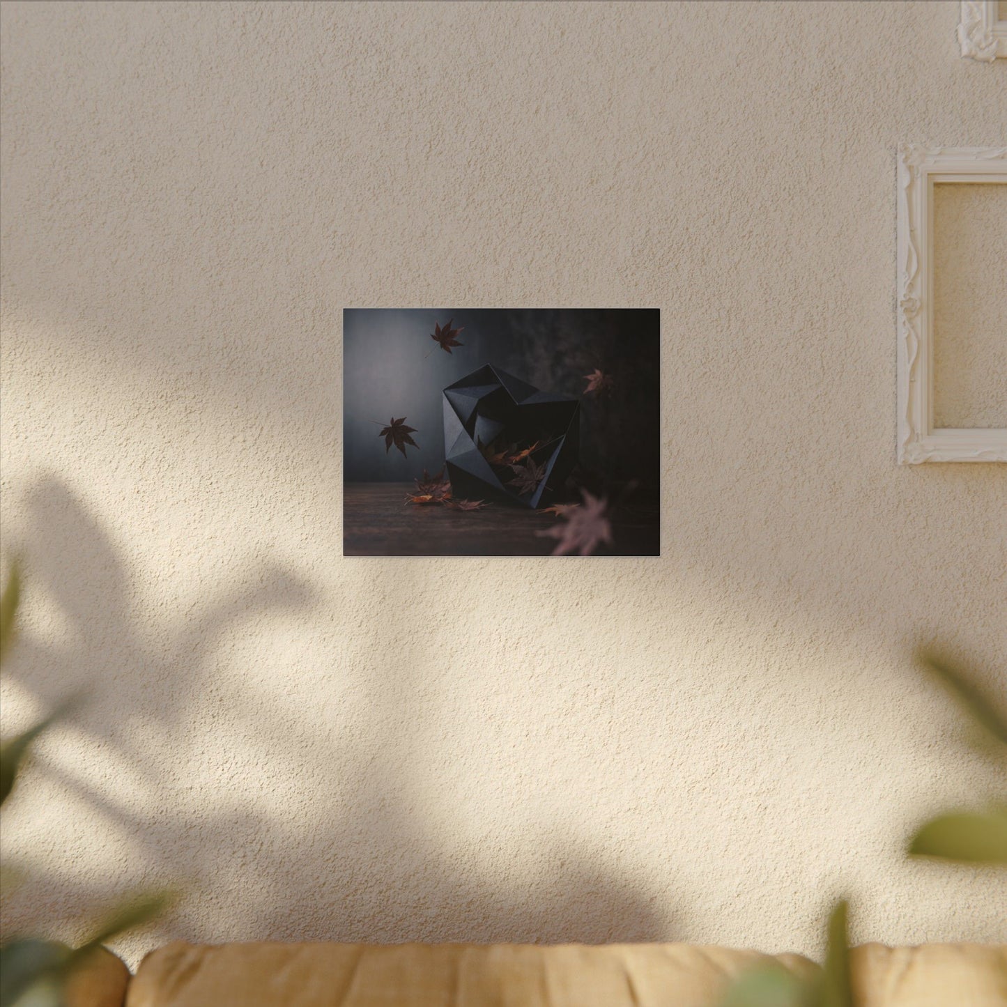 Dark Japandi Paper Fold in Dawn | Shadow Zen Canvas Art