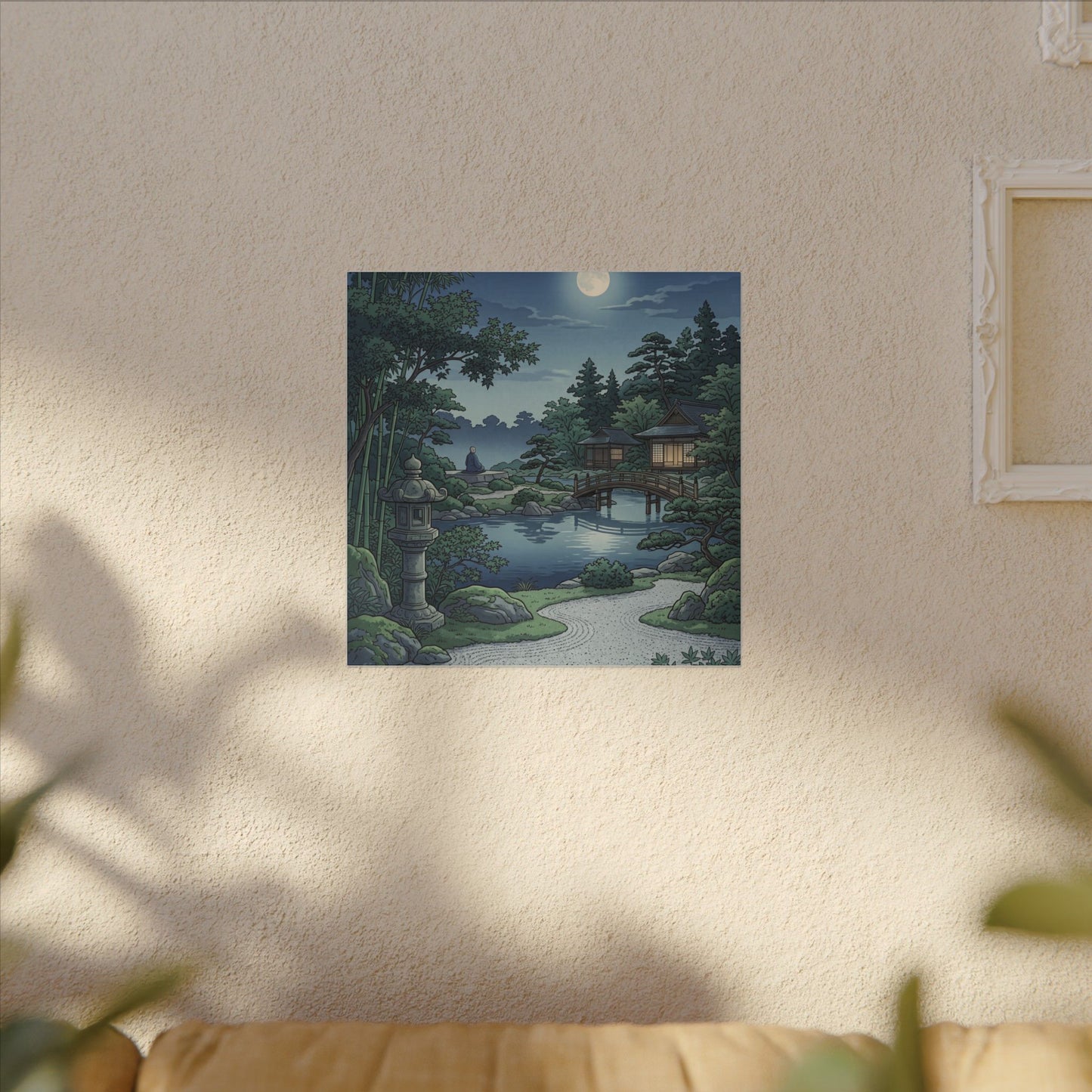 Summer Moonlit Garden Ukiyo E Inspired Canvas Art | Serene Decor