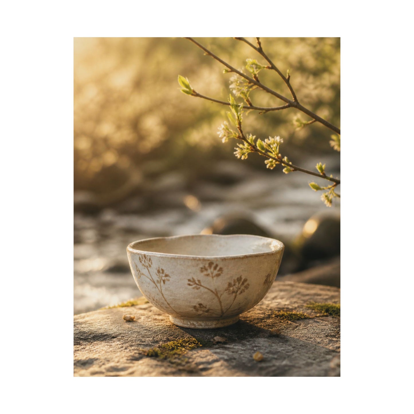 Spring Ceramic Bowl Japanese Pattern Wall Art Print | Warm Decor