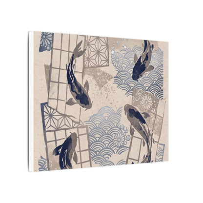 Earthy Koi Pond Canvas Art - Japanese Pattern Japandi
