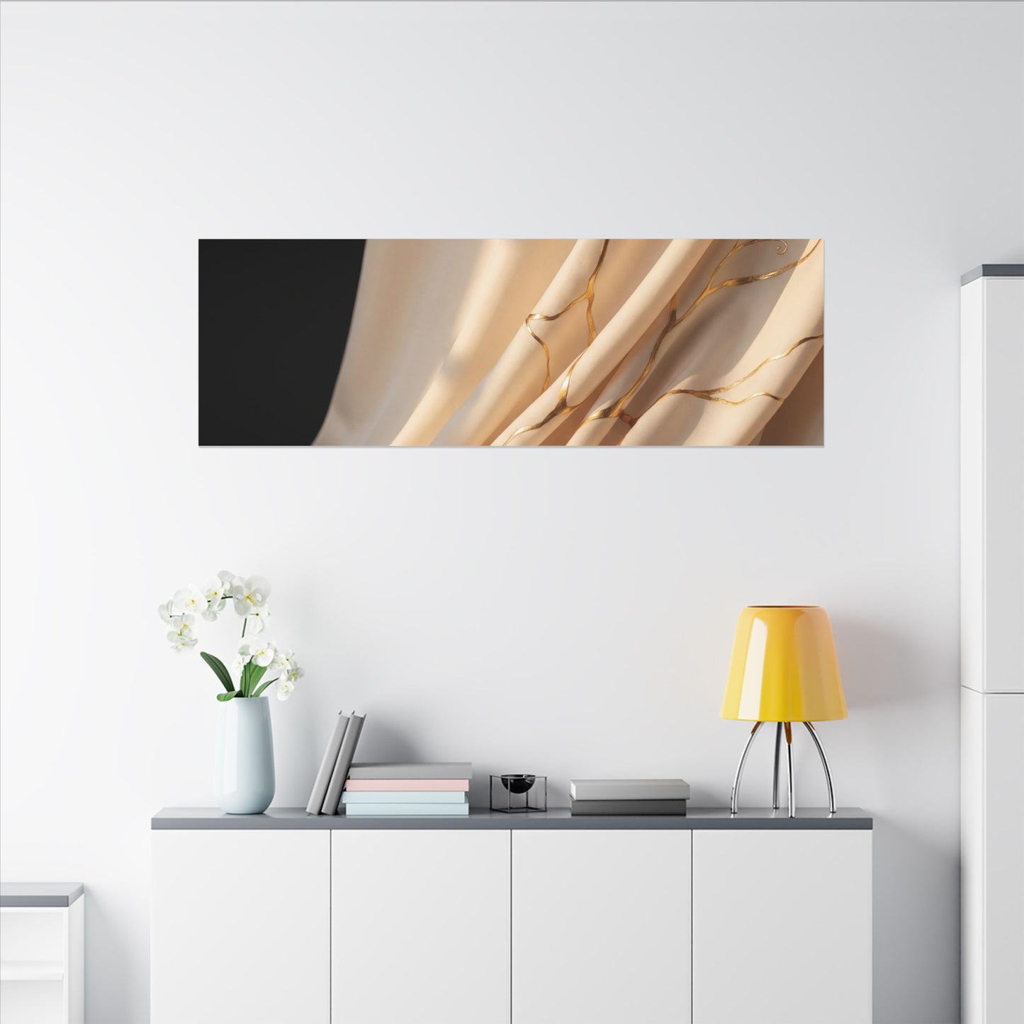 Golden Hour Silk Drape Canvas Art - Kintsugi Fukinsei