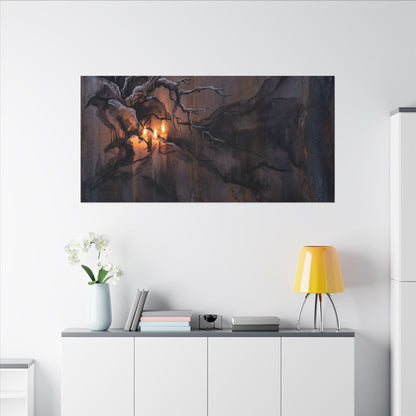 Winter Rust Patina Charcoal Ink Canvas Art | Atmospheric Decor