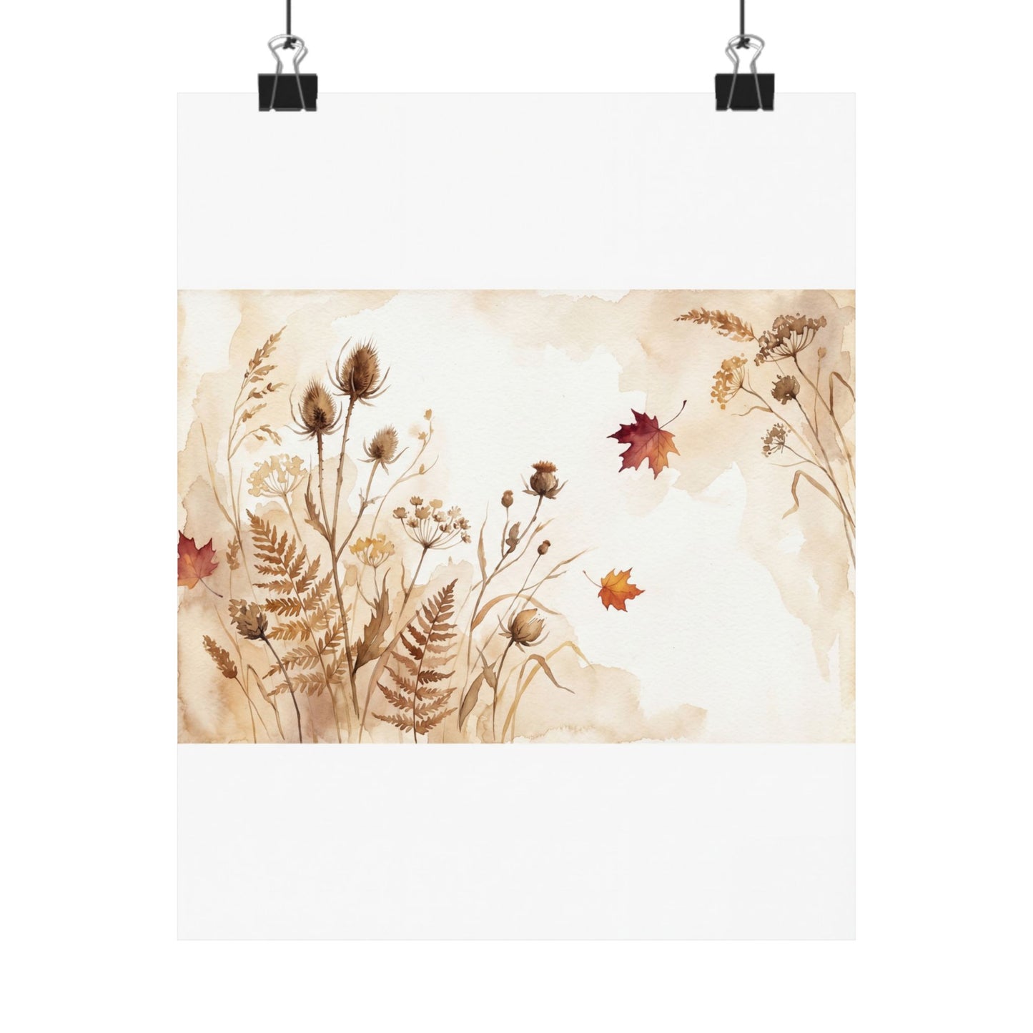 Dried Flowers Wall Art Print | Autumn Japandi Watercolor Art