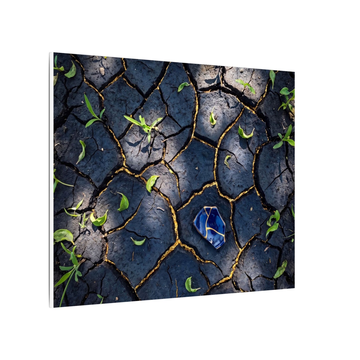 Cracked Earth Canvas Art | Spring Dark Japandi Moody Minimal Art