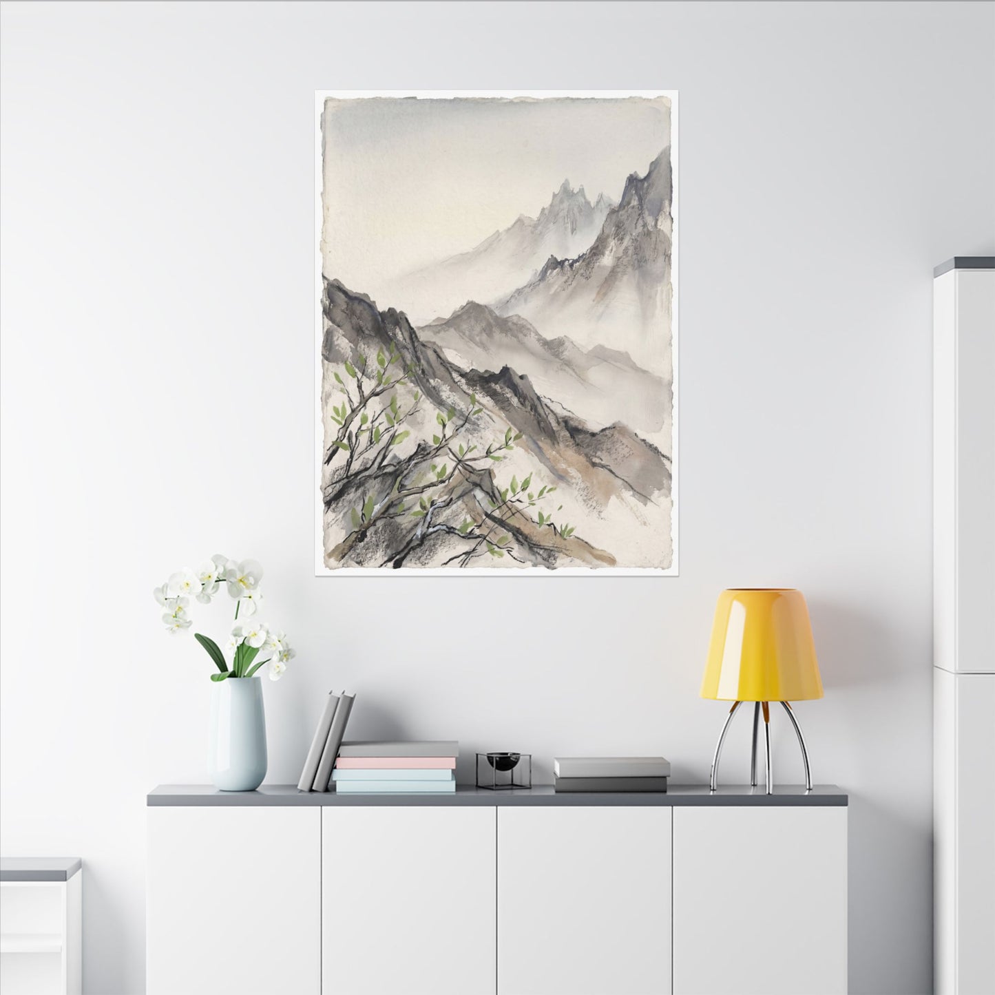 Spring Mountain Mist Texture Canvas Art | Warm Decor
