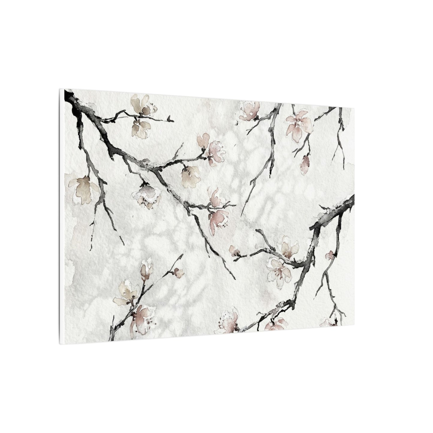 Cherry Blossom Canvas Art | Winter Japandi Watercolor Art