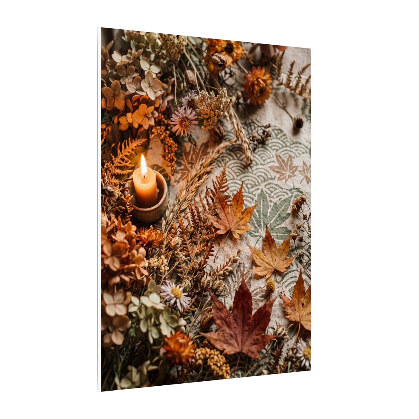 Candlelight Dried Flowers Canvas Art - Japandi Seijaku