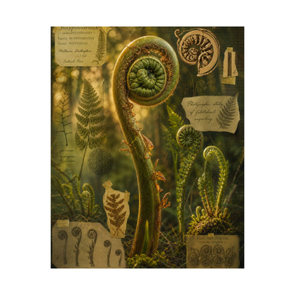 Spring Fern Unfurling Herbarium Wall Art Print | Nostalgic Decor