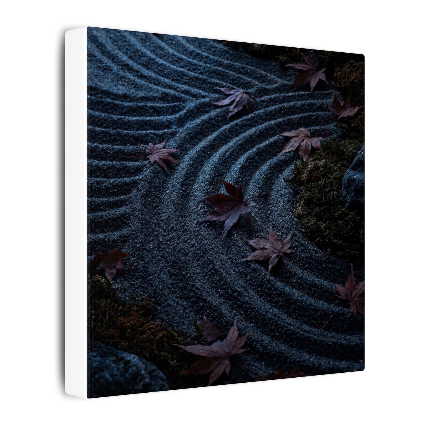 Rock Garden Canvas Art | Autumn Dark Japandi Dark Texture Art
