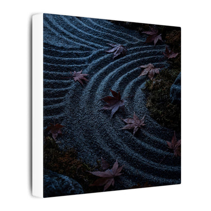 Rock Garden Canvas Art | Autumn Dark Japandi Dark Texture Art