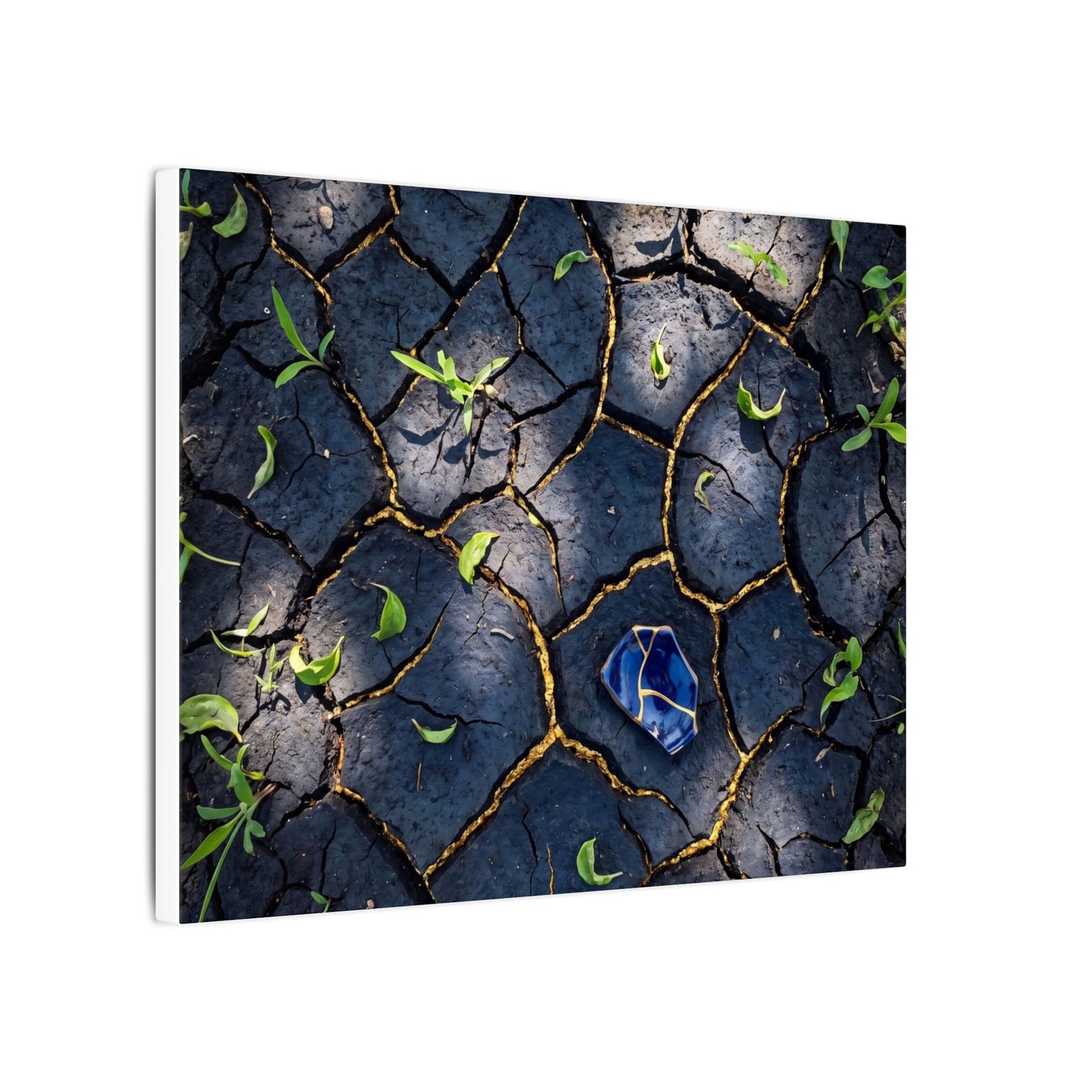 Cracked Earth Canvas Art | Spring Dark Japandi Moody Minimal Art