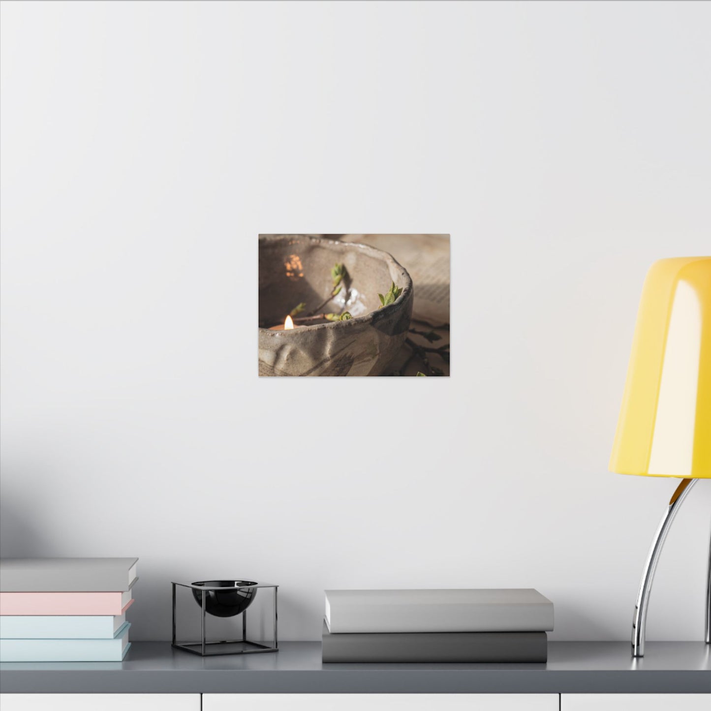 Candlelight Ceramic Bowl Canvas Art - Japandi Ma