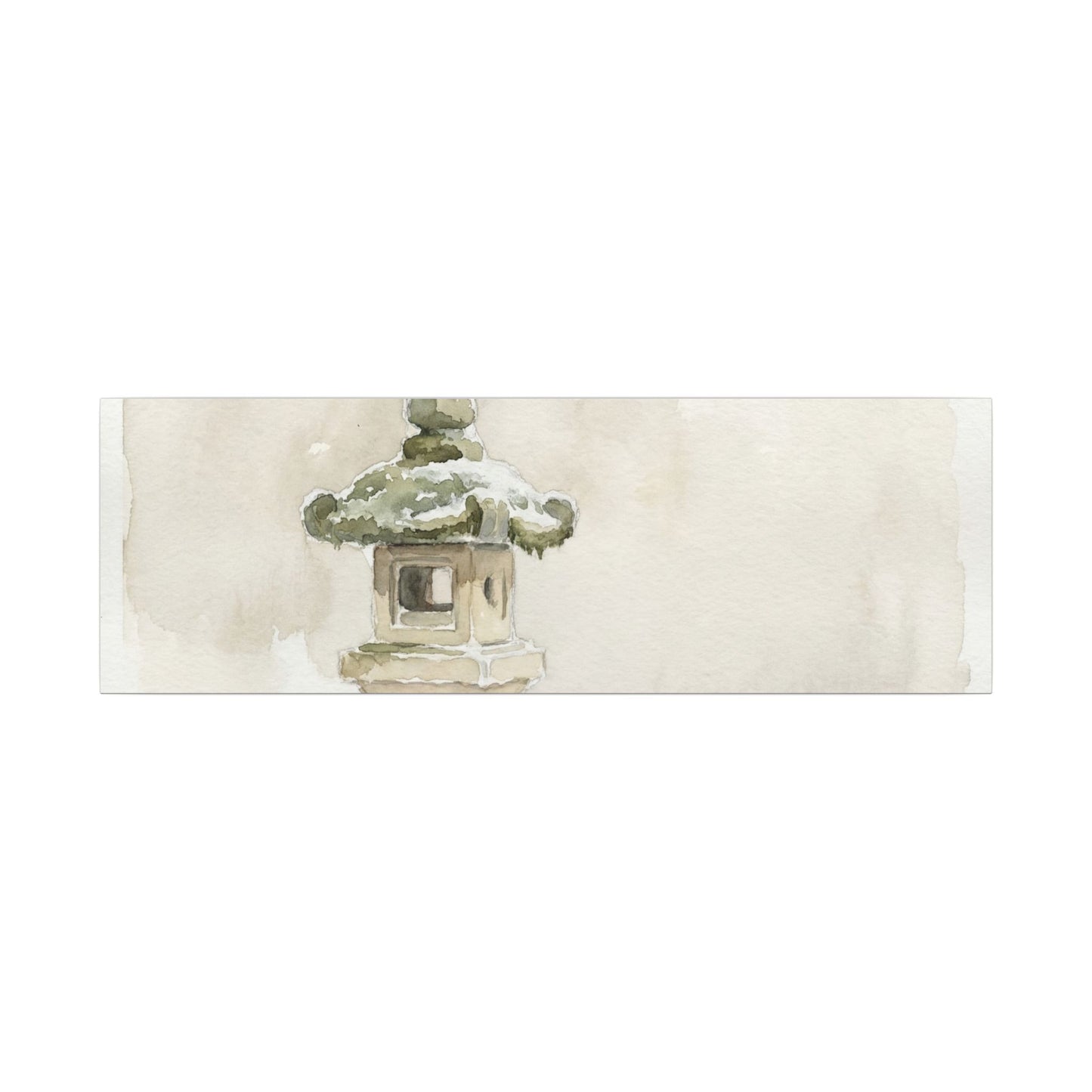 Stone Lantern Winter Canvas Art | Japandi Earthy Design
