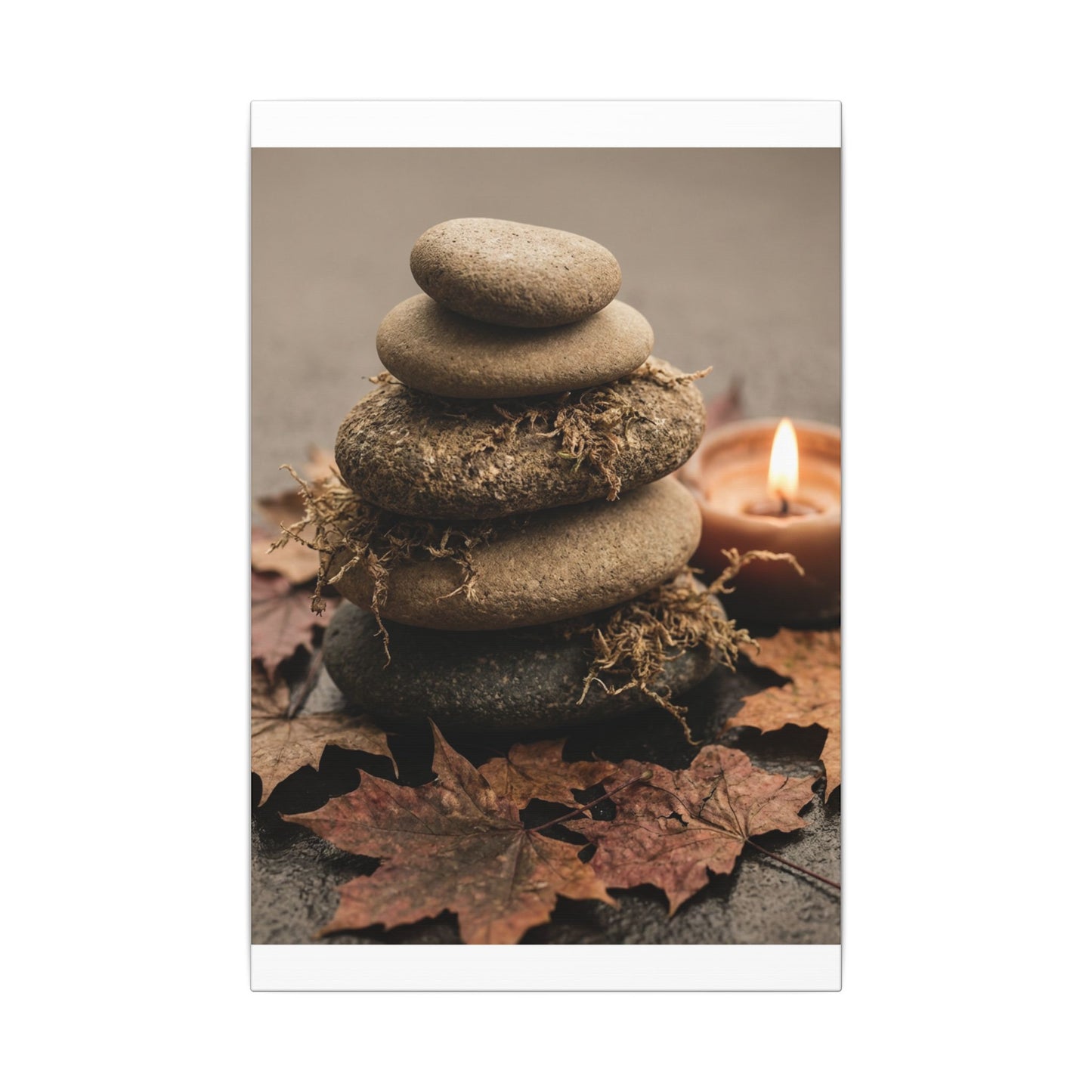 River Stones Canvas Art | Autumn Japandi Texture Art