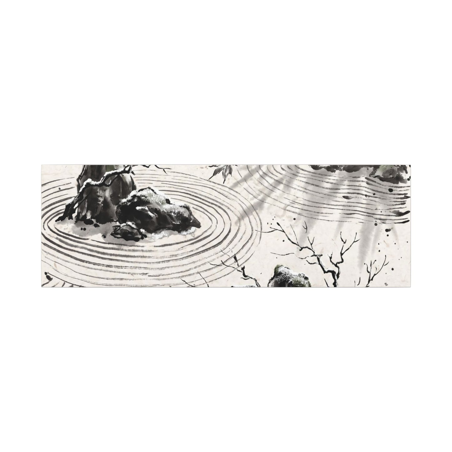 Rock Garden Canvas Art | Winter Zen Sumi E Art