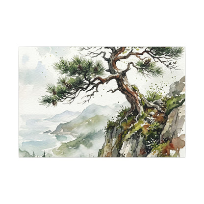 Pine Tree Spring Canvas Art | Japandi Neutral Design