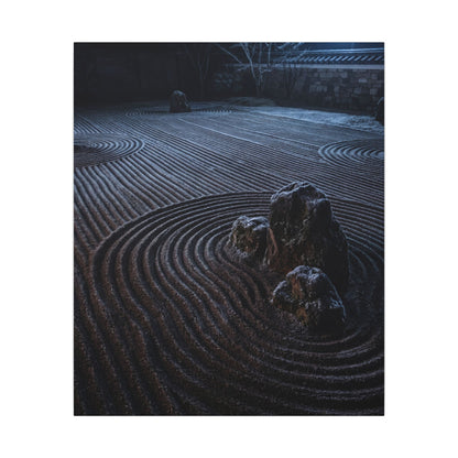 Moonlight Rock Garden Canvas Art - Dark Japandi Seijaku