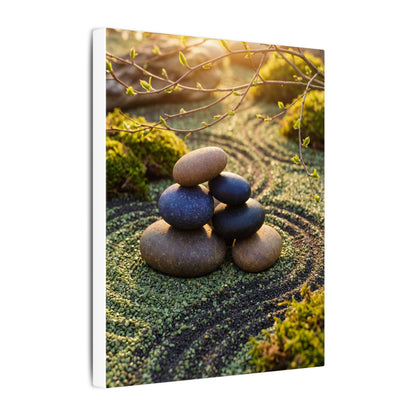 Zen River Stones in Golden Hour | Karesansui Canvas Art