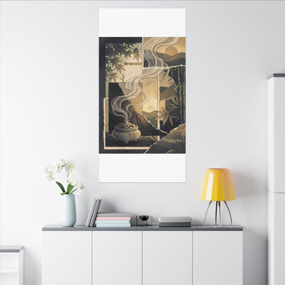 Tranquil Incense Smoke Canvas Art - Ukiyo E Inspired Zen