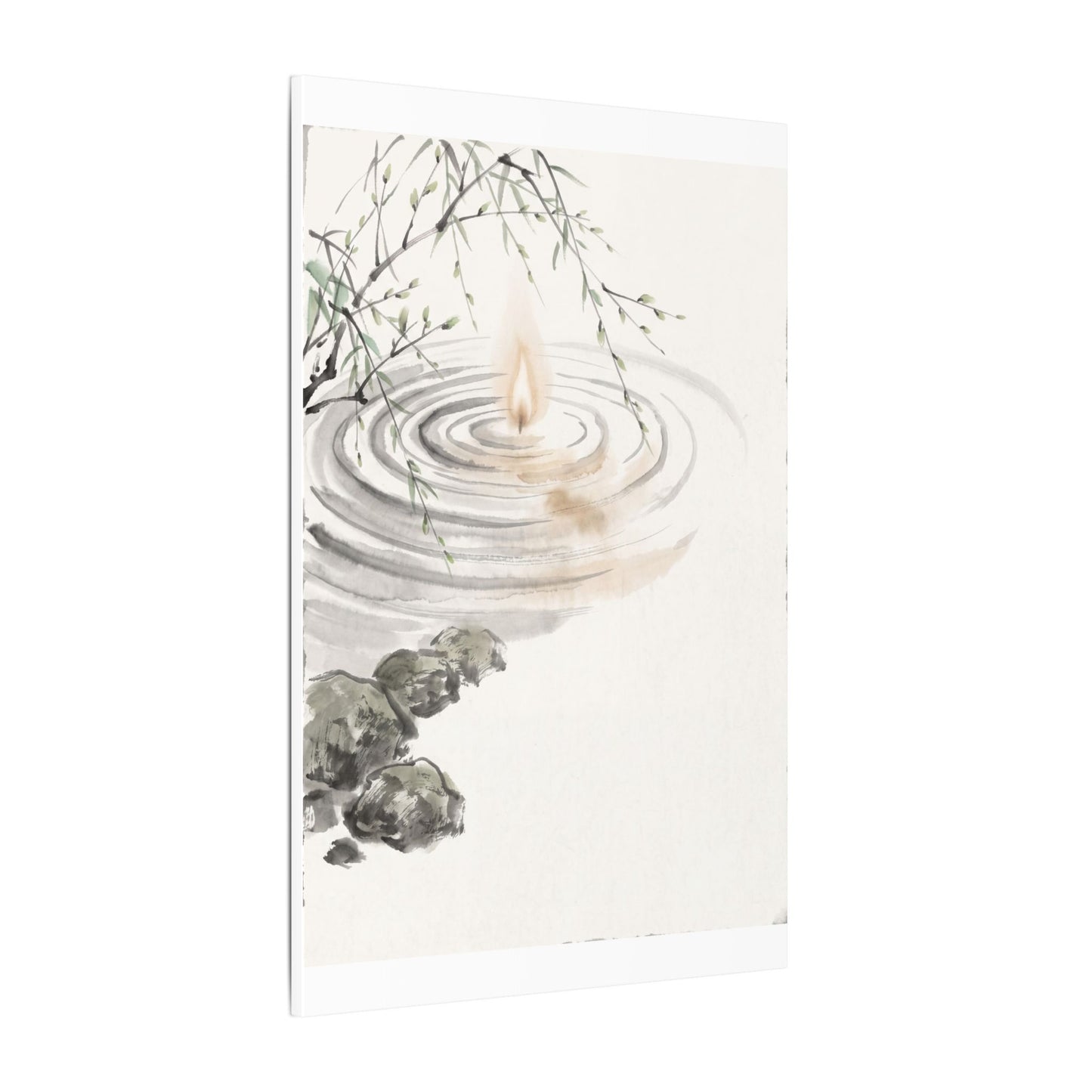 Water Ripple Sumi E Canvas Art | Tranquil Zen Art