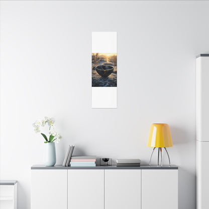 Ceramic Bowl Canvas Art | Winter Kintsugi Gold Repair Art
