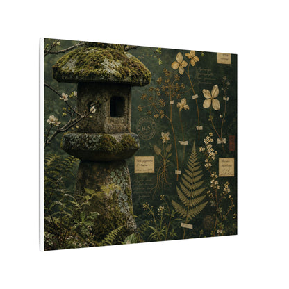 Spring Stone Lantern Herbarium Canvas Art | Nostalgic Decor