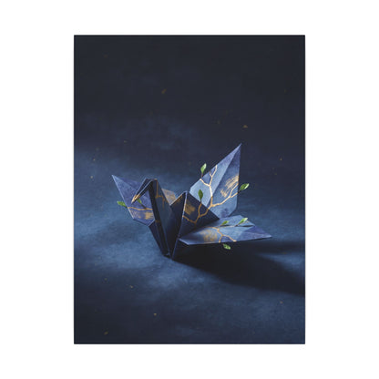 Kintsugi Paper Fold in Moonlight | Crackle Gold Canvas Art