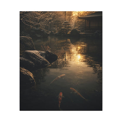 Winter Koi Pond Shadow Zen Canvas Art | Bold Decor