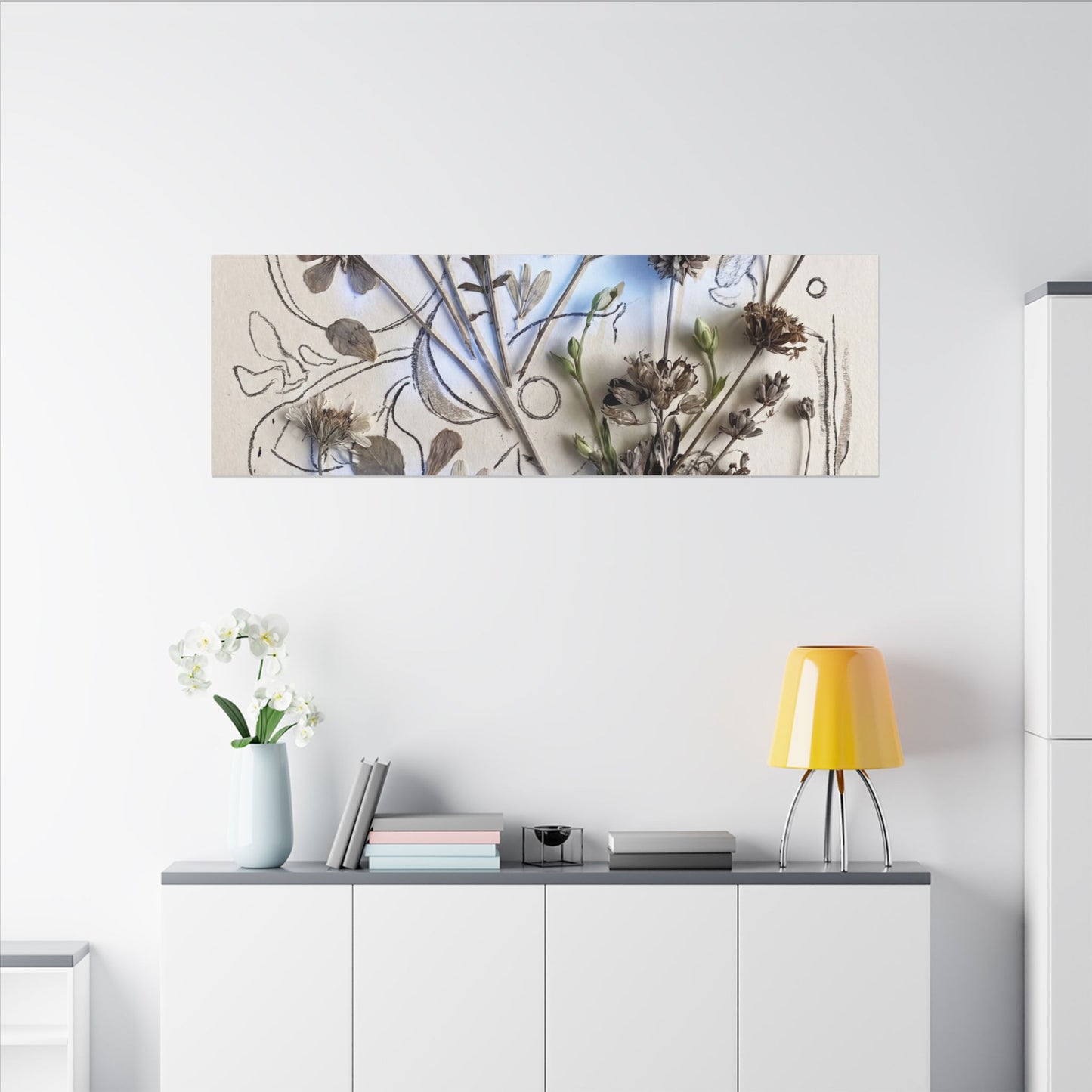 Dried Flowers Minimal Line Canvas Art | Elegant Japandi Art