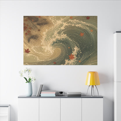 Japandi Ocean Wave in Candlelight | Japanese Pattern Canvas Art
