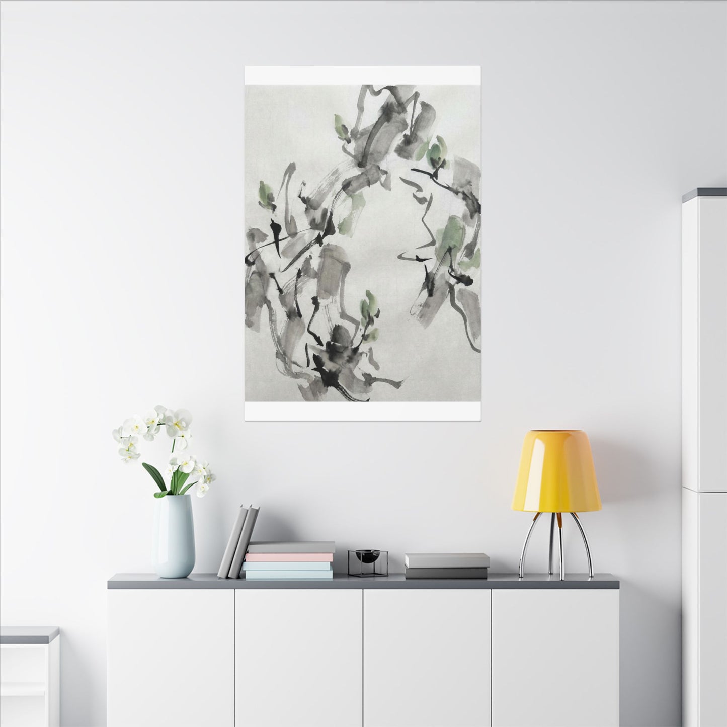 Zen Ink Brushstroke in Overcast | Sumi E Canvas Art