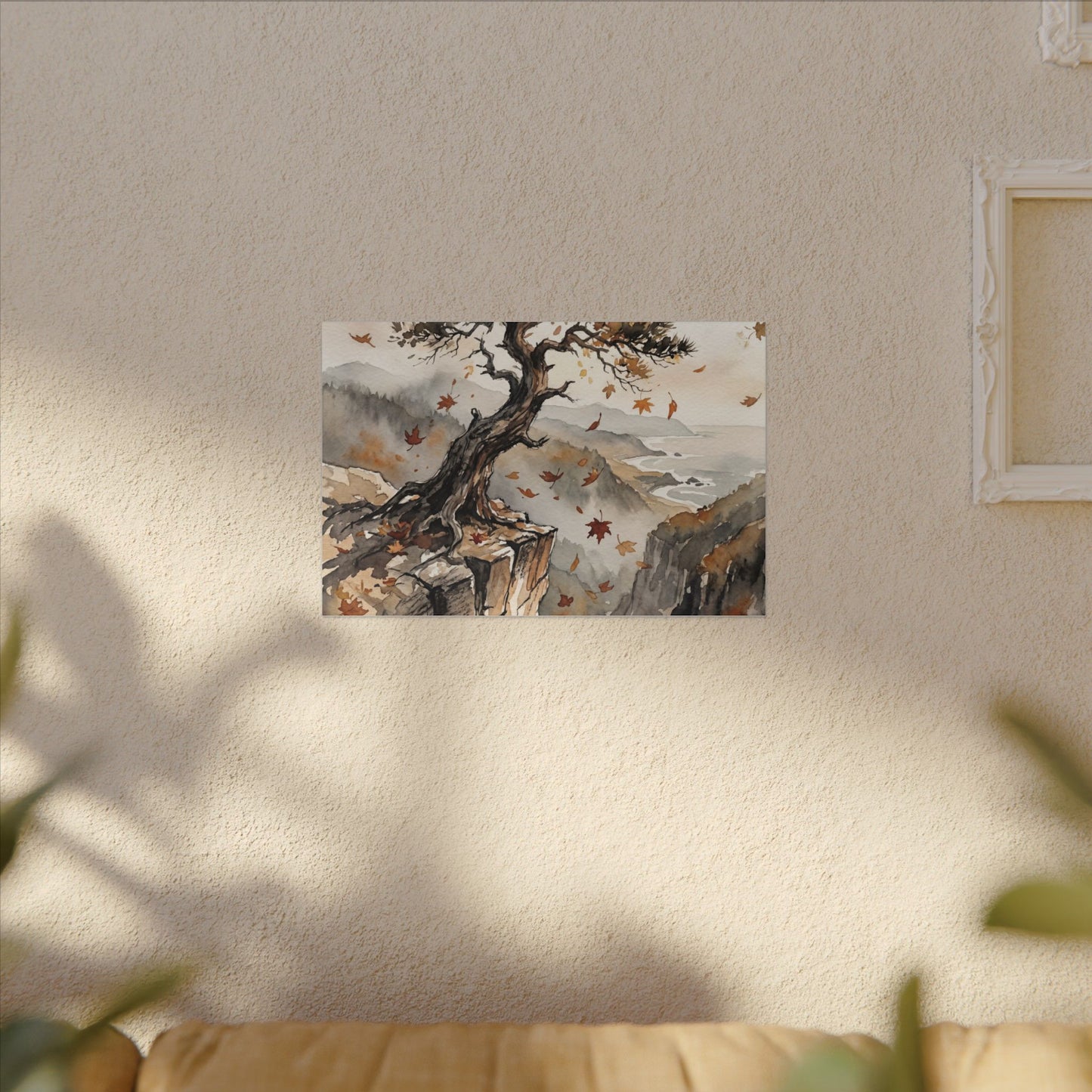 Autumn Pine Tree Watercolor Canvas Art | Warm Decor