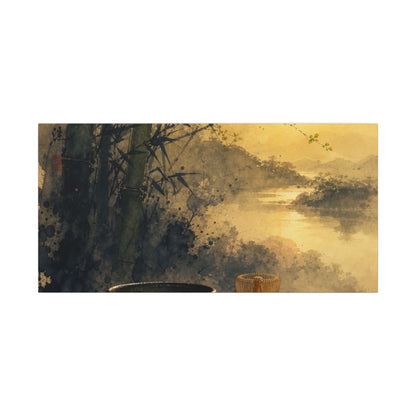 Tea Ceremony Sumi E Canvas Art | Contemplative Zen Art