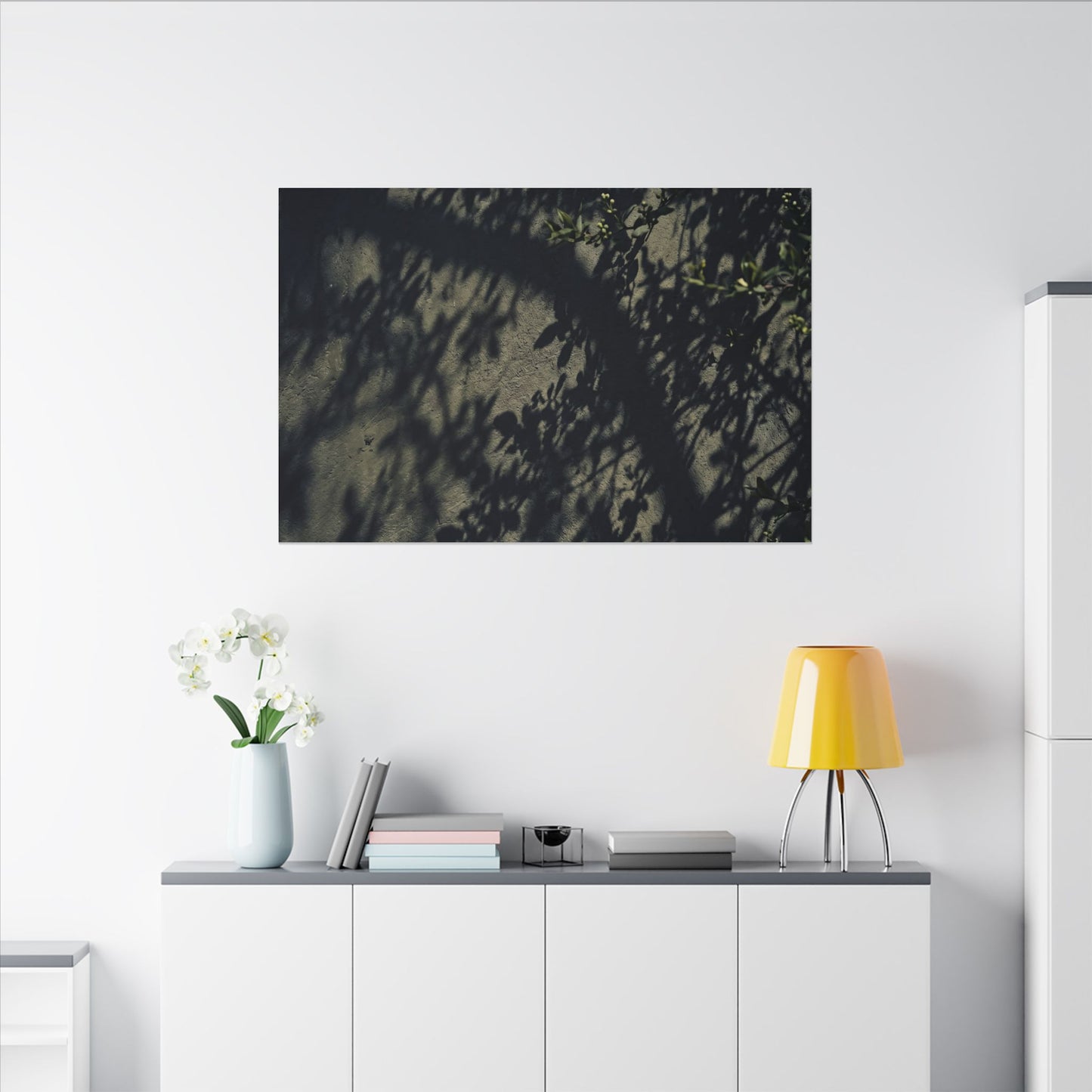 Atmospheric Shadow Play Canvas Art - Moody Minimal Dark Japandi