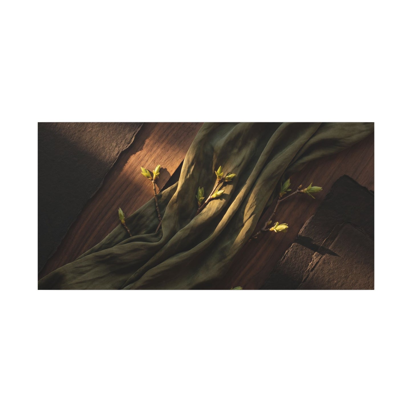 Silk Drape Canvas Art | Spring Dark Japandi Dark Texture Art