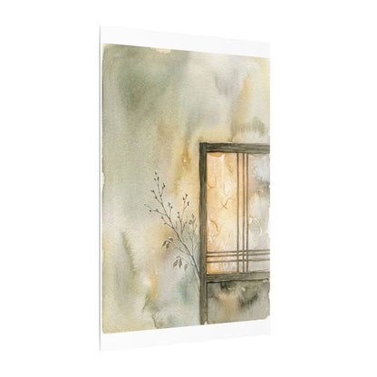 Ma Shoji Screen Canvas Art - Japandi Watercolor