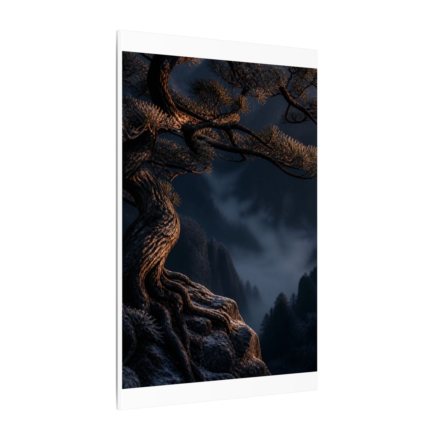Bold Pine Tree Canvas Art - Shadow Zen Dark Japandi