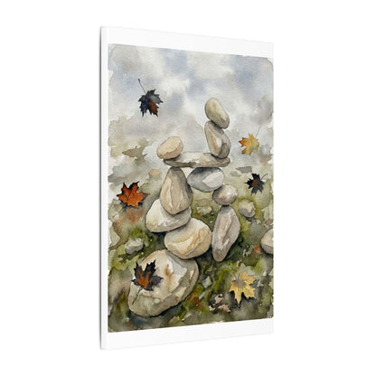 Overcast River Stones Canvas Art - Japandi Fukinsei