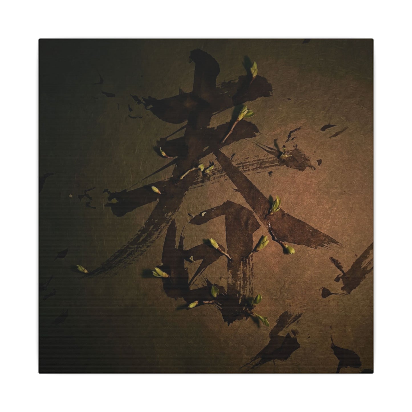 Calligraphy Shadow Zen Canvas Art | Bold Dark Japandi Art