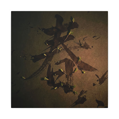 Calligraphy Shadow Zen Canvas Art | Bold Dark Japandi Art