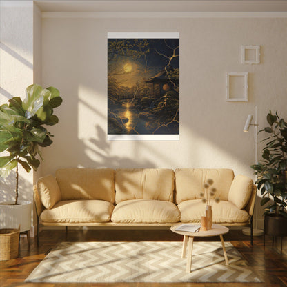 Spring Moonlit Garden Gold Vein Canvas Art | Resilient Decor