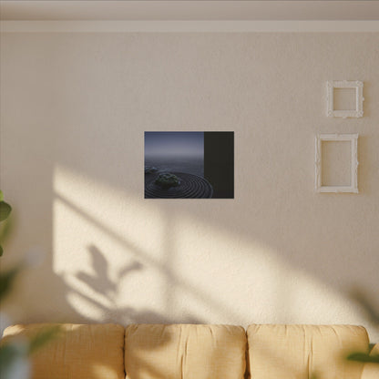 Ma Rock Garden Canvas Art - Dark Japandi Moody Minimal