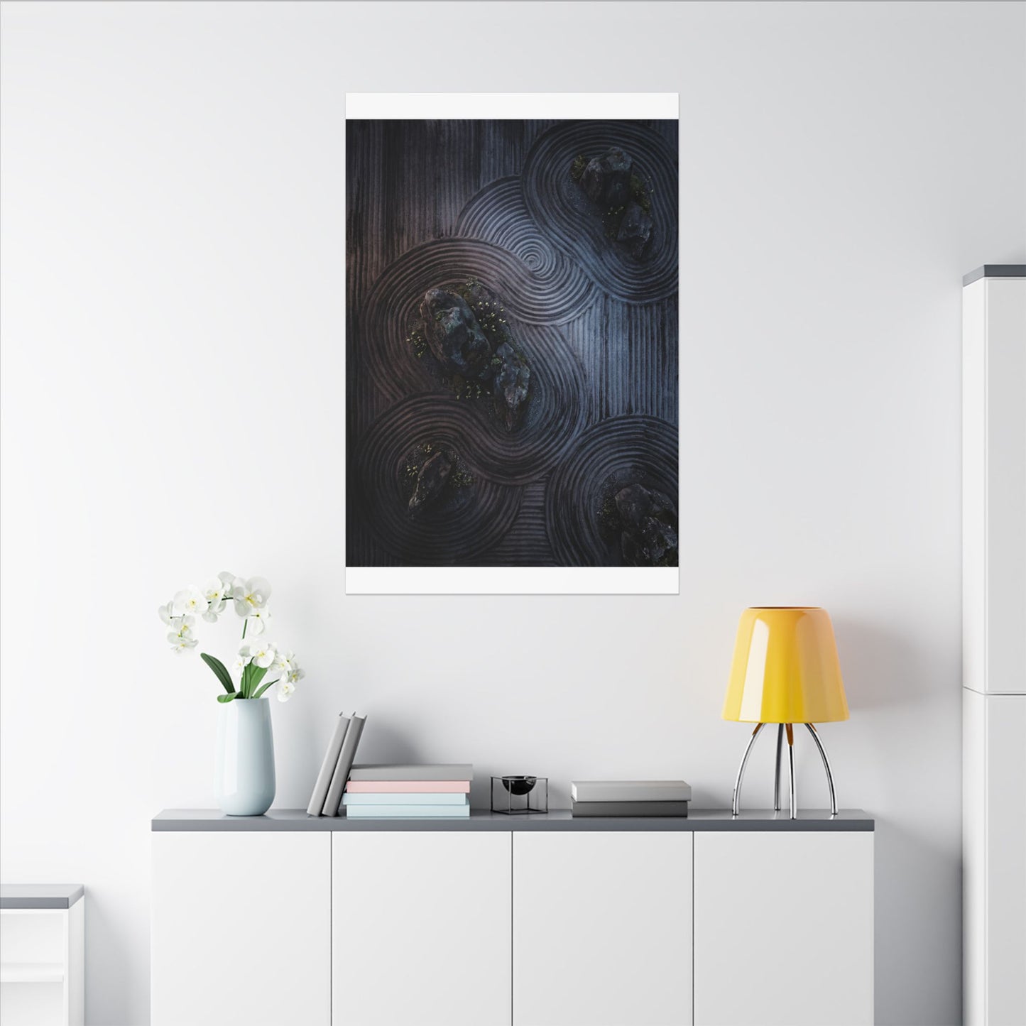 Spring Rock Garden Charcoal Ink Canvas Art | Bold Decor