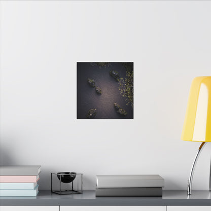 Dark Japandi Rock Garden in Dawn | Shadow Zen Canvas Art