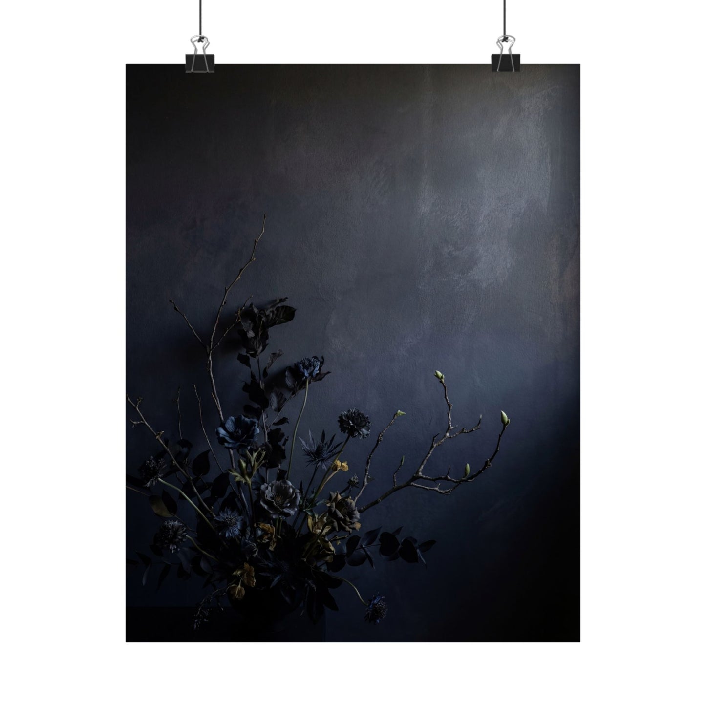 Dark Japandi Dried Flowers in Dawn | Shadow Zen Wall Art Print Art Print