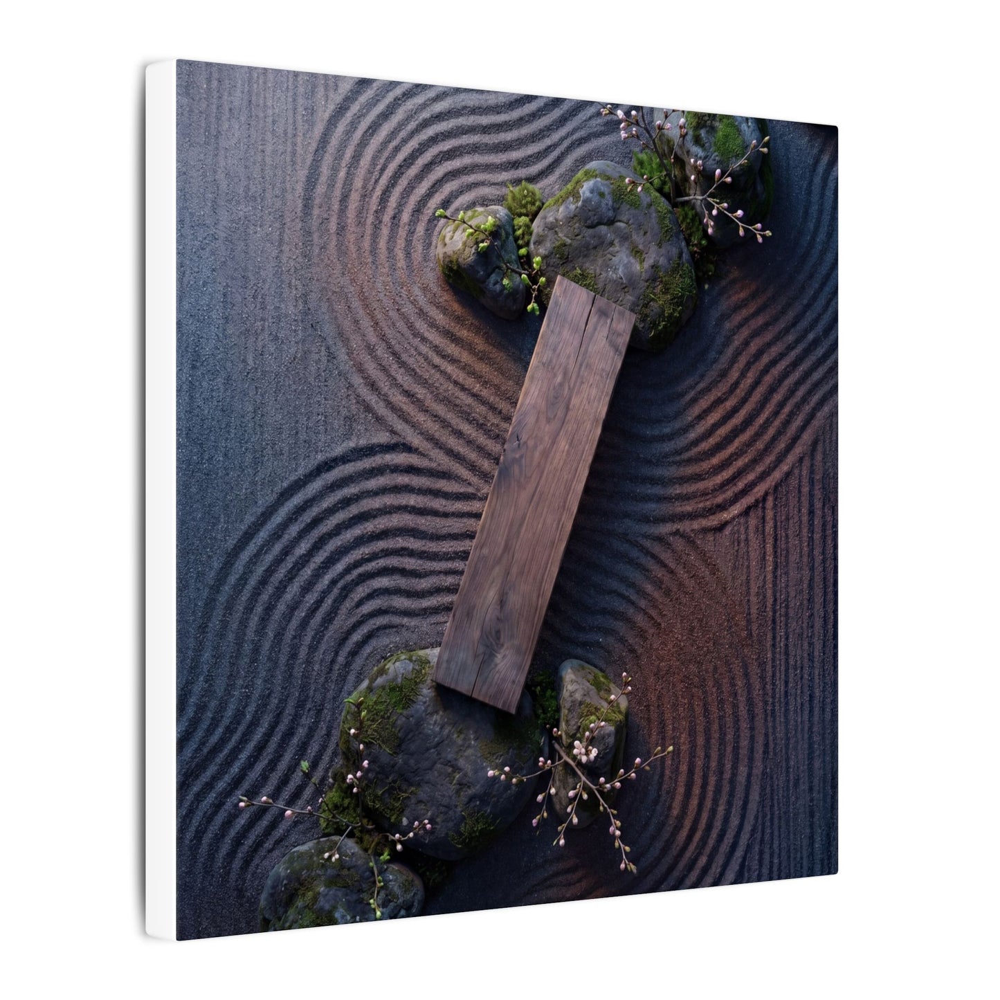 Spring Rock Garden Moody Minimal Canvas Art | Atmospheric Decor