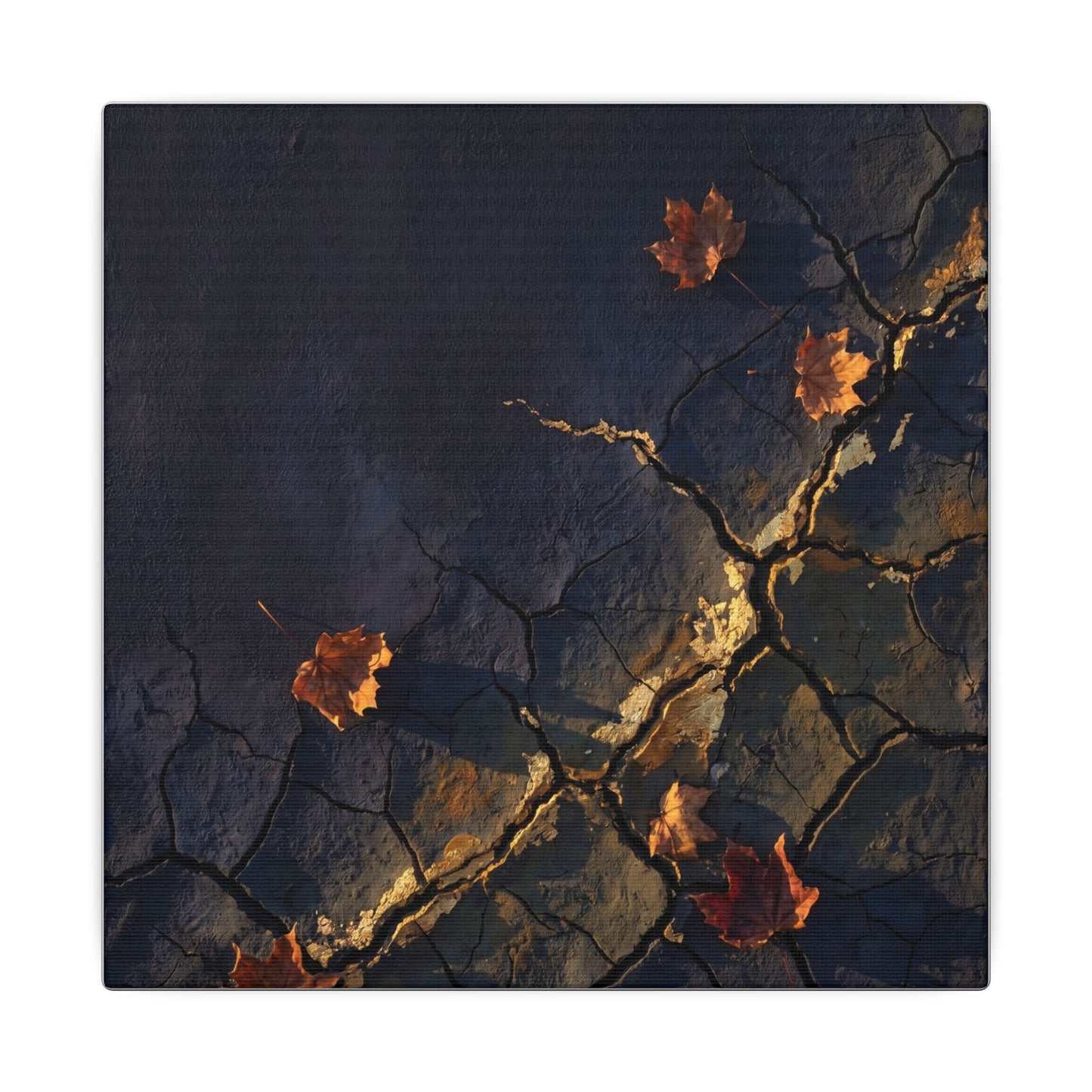 Cracked Earth Canvas Art | Autumn Dark Japandi Dark Texture Art