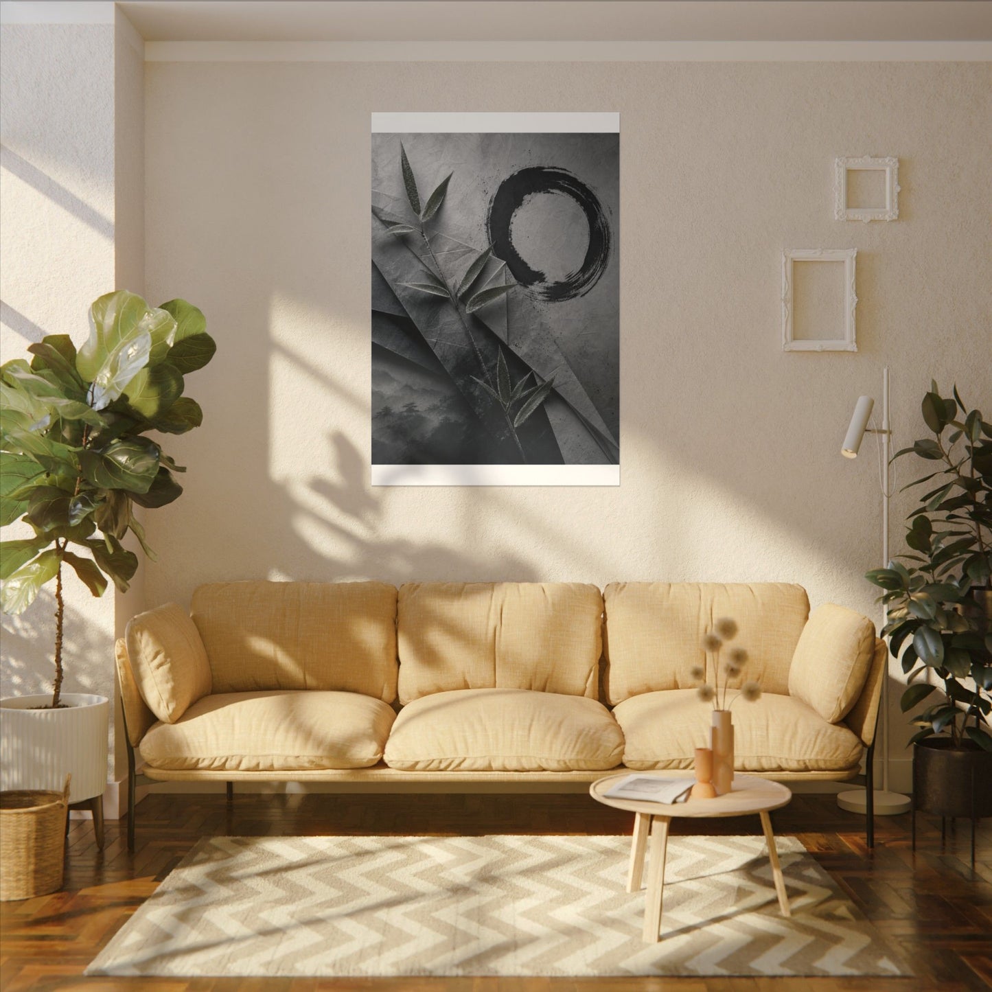 Winter Paper Fold Enso Canvas Art | Serene Decor