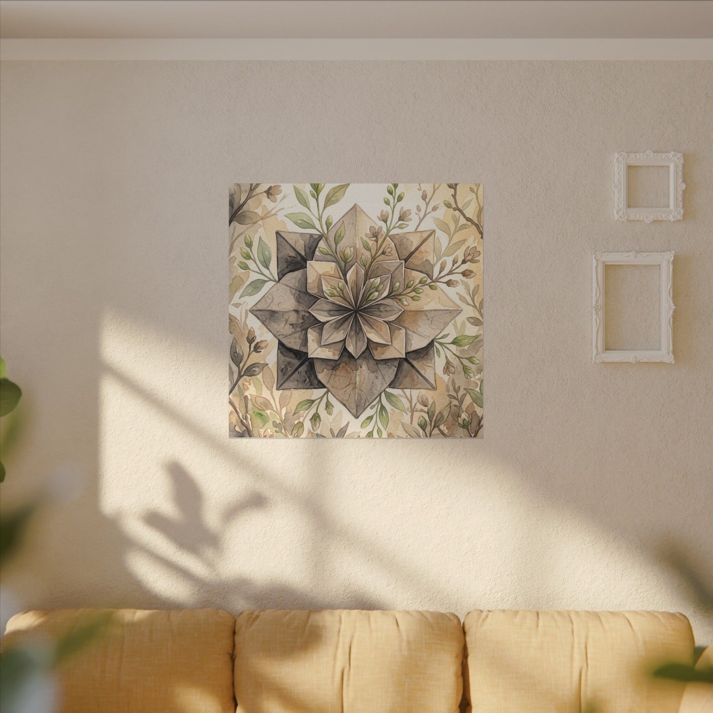 Warm Paper Fold Canvas Art - Watercolor Japandi